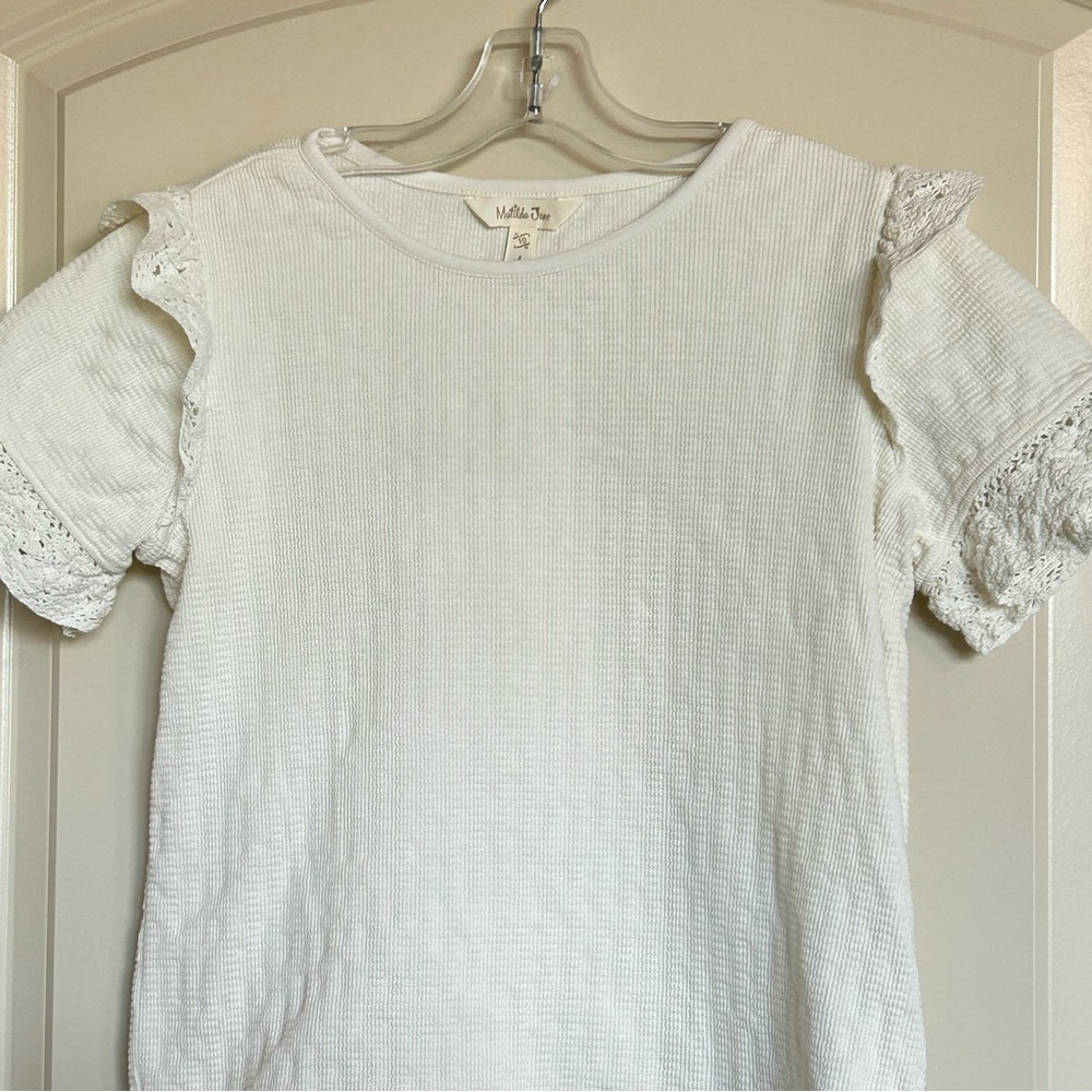 Sz10 Matilda Jane Just Image Landry Egret Crochet Ruffle Sleeve Top - Picture 3 of 7